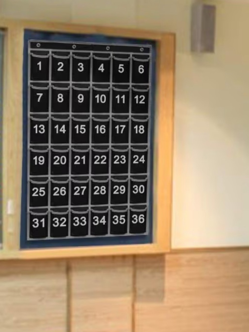 Numbered Pocket Chart Over Door Hanging Classroom Organizer Black 36 POCKETS new